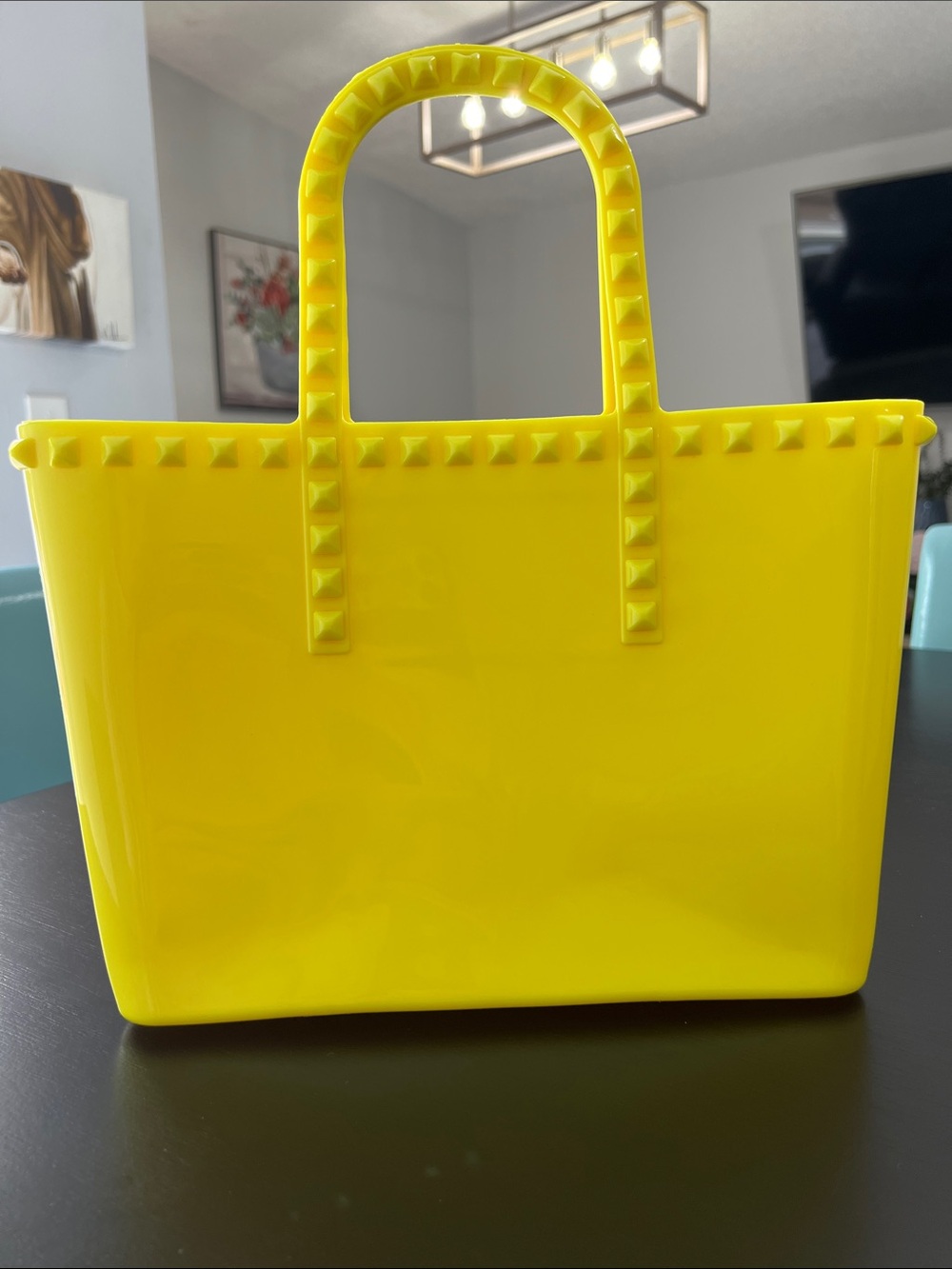Yellow Stud-Trim Tote Bag